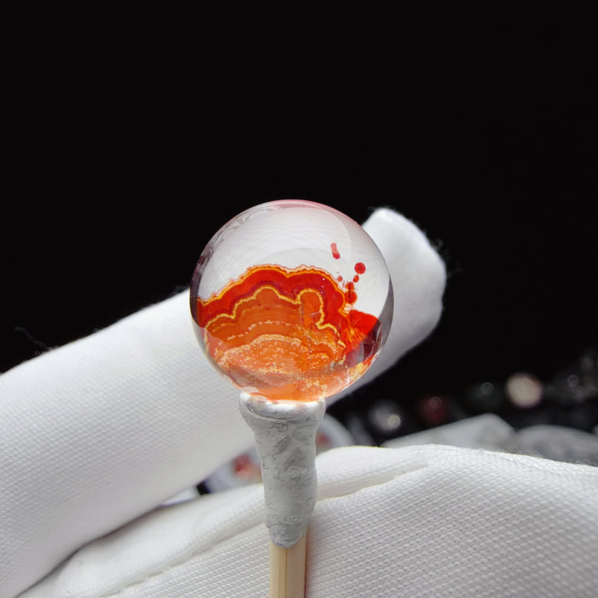 Quartz Bead with Iron Oxide Film Inclusions 14.4 mm