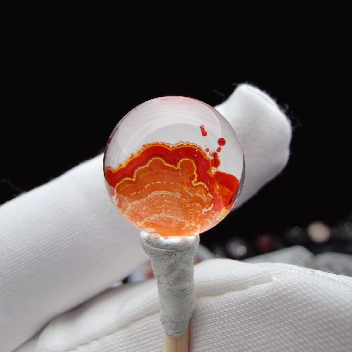 Quartz Bead with Iron Oxide Film Inclusions 14.4 mm