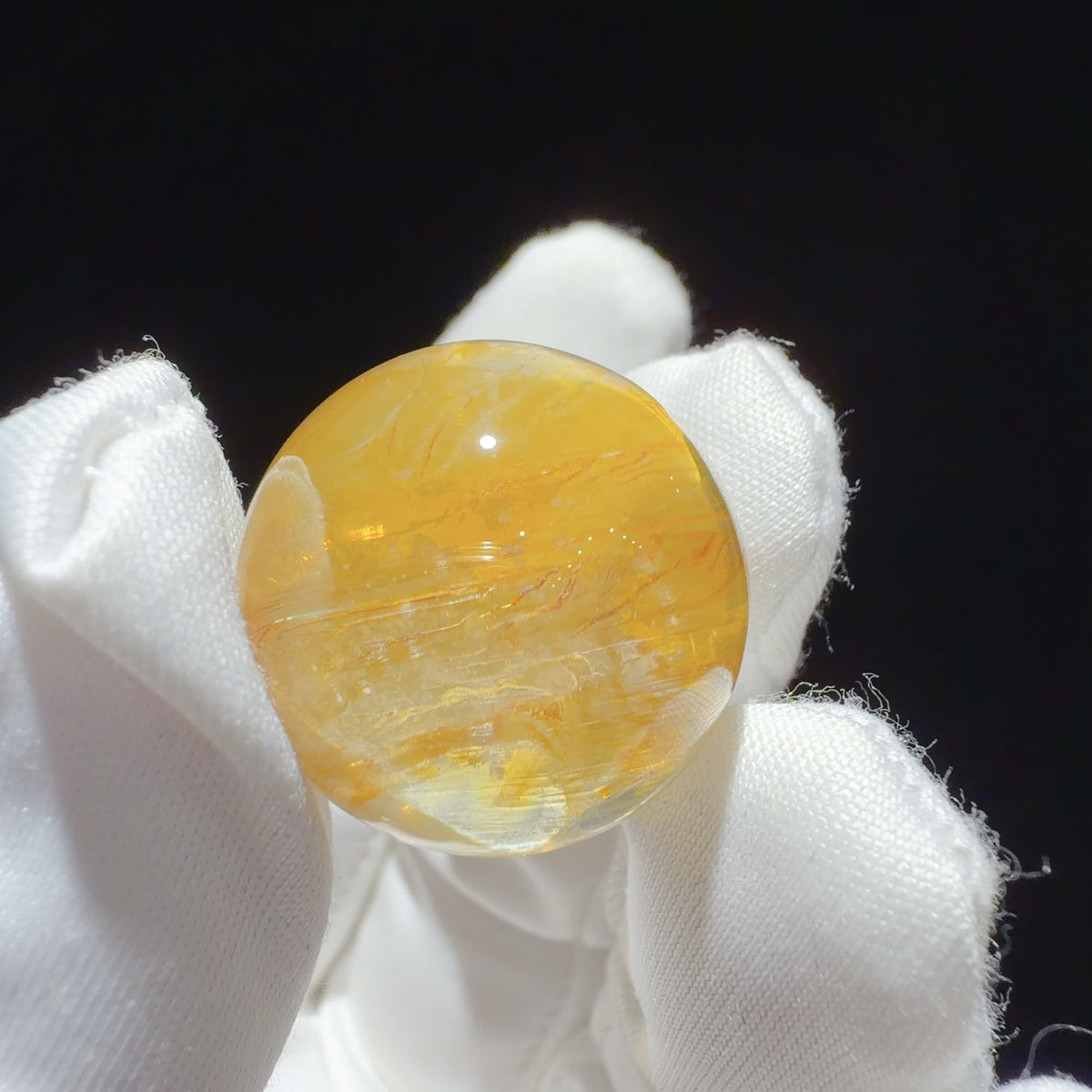 Quartz Bead with Yellow Iron Oxide Inclusions 21 mm