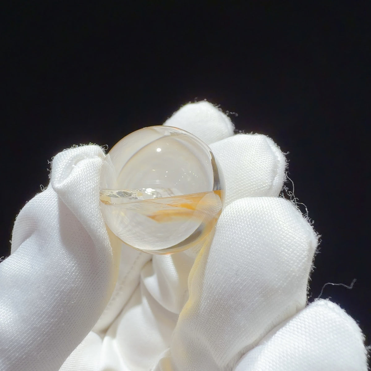 Quartz Bead with Yellow Iron Oxide Inclusions 21 mm