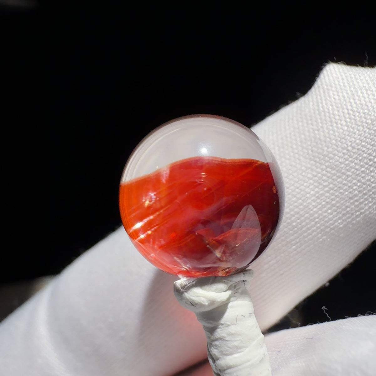 Quartz Bead with Red Iron Oxide Film Inclusions 13.2 mm