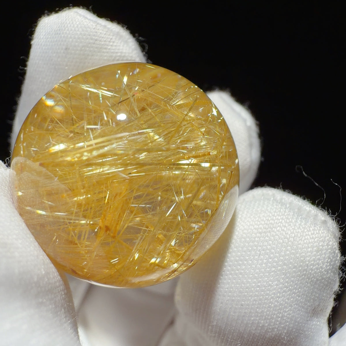 Quartz Bead with Platy Golden Rutile Inclusions 22.9 mm