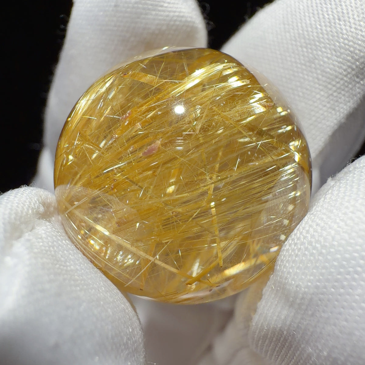 Quartz Bead with Platy Golden Rutile Inclusions 22.9 mm