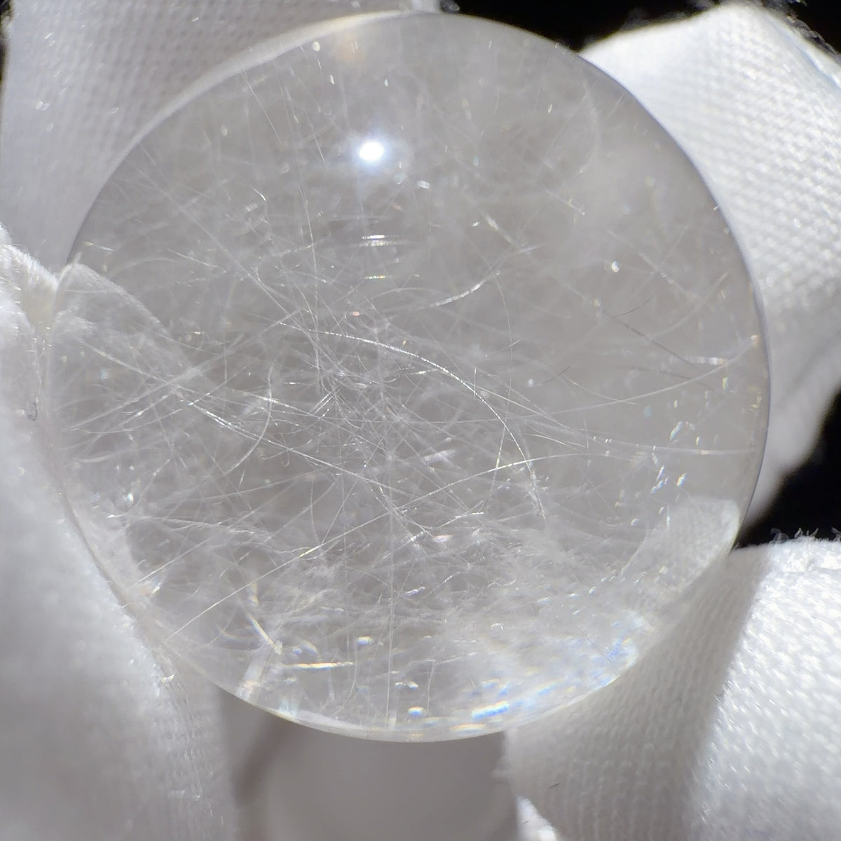 Quartz Bead with White Fibrous Inclusions 19 mm