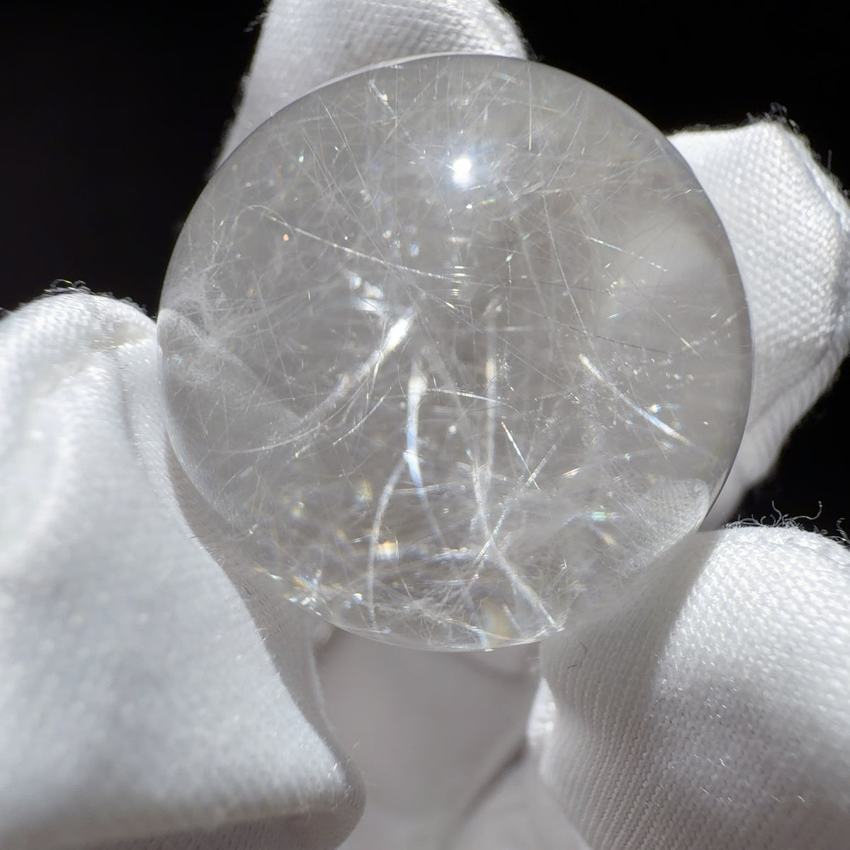 Quartz Bead with White Fibrous Inclusions 22.6 mm