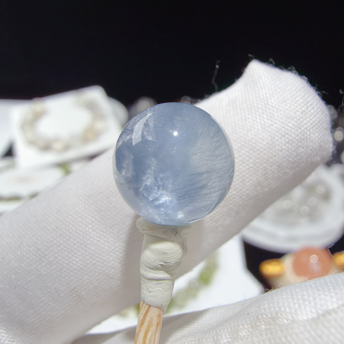 Quartz Bead with Fibrous Inclusions 11 mm