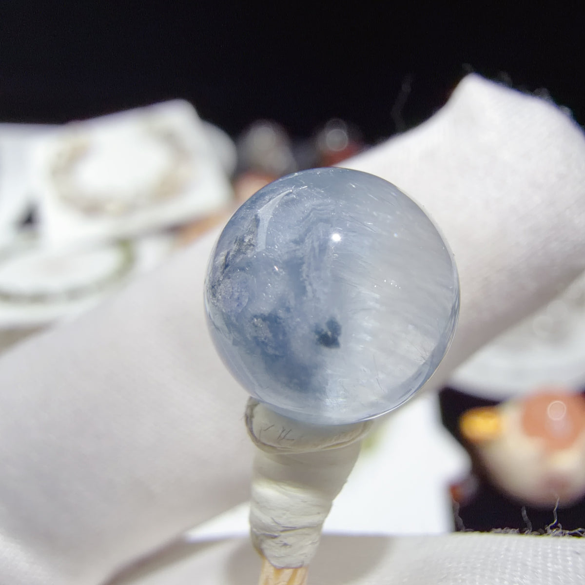 Quartz Bead with Fibrous Inclusions 11 mm