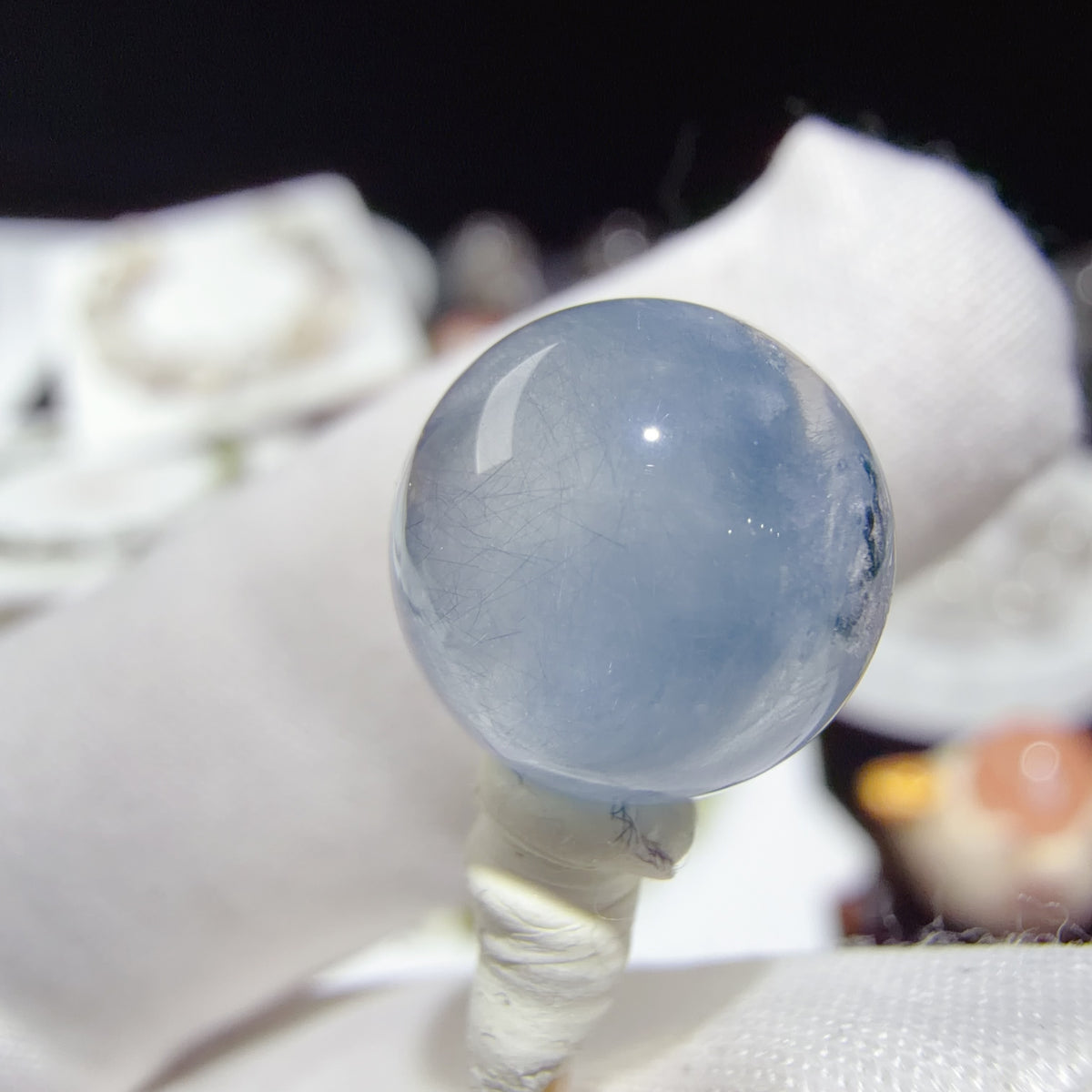 Quartz Bead with Fibrous Inclusions 11 mm