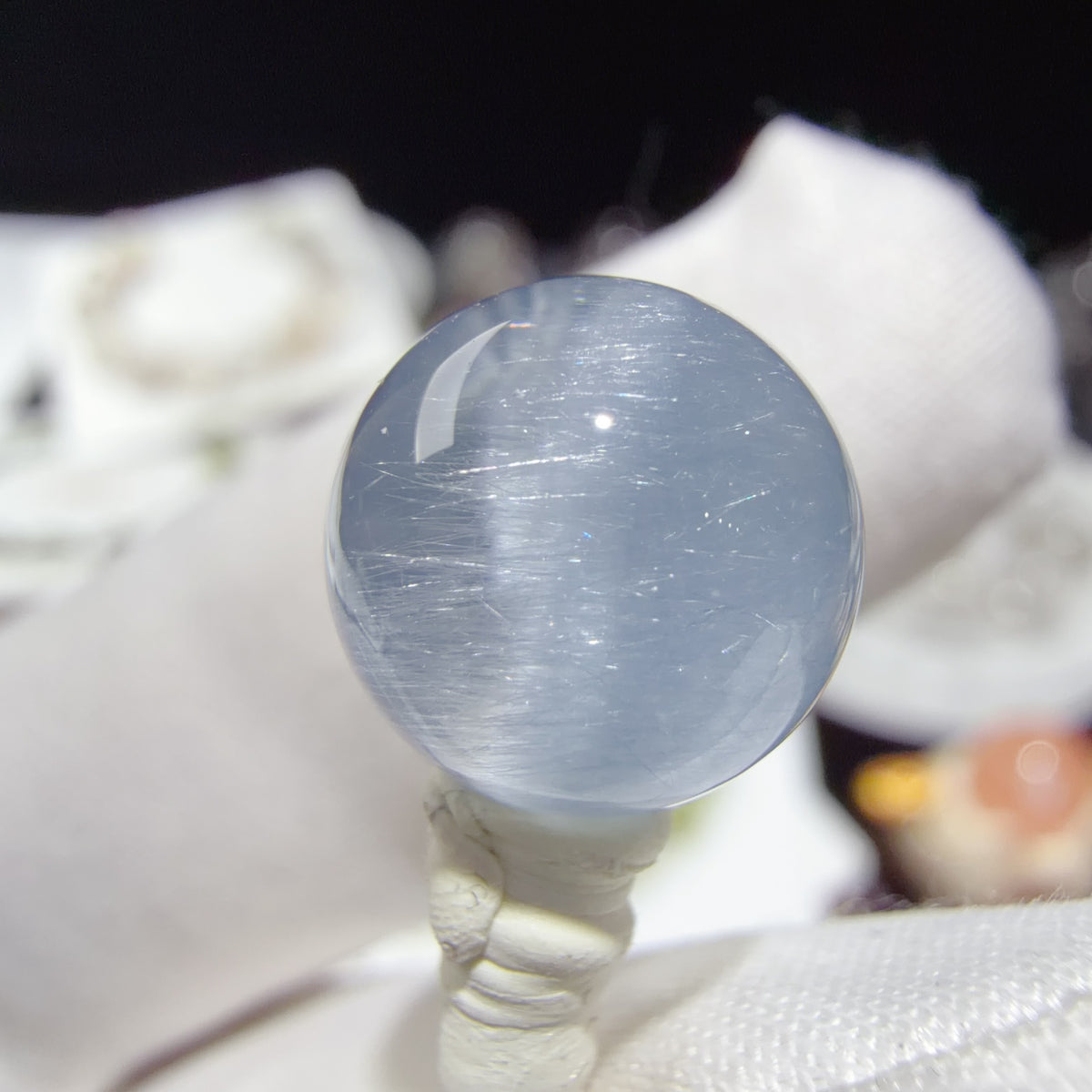 Quartz Bead with Fibrous Inclusions 11 mm