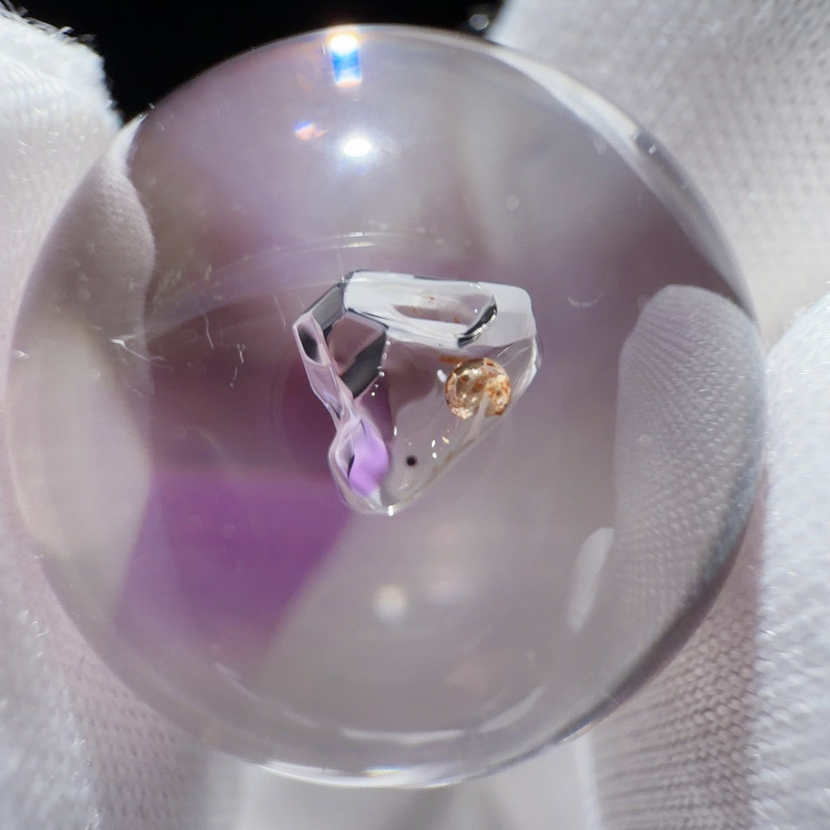 Quartz Enhydro Bead with Purple-Smoky Colour Zoning 16.3 mm