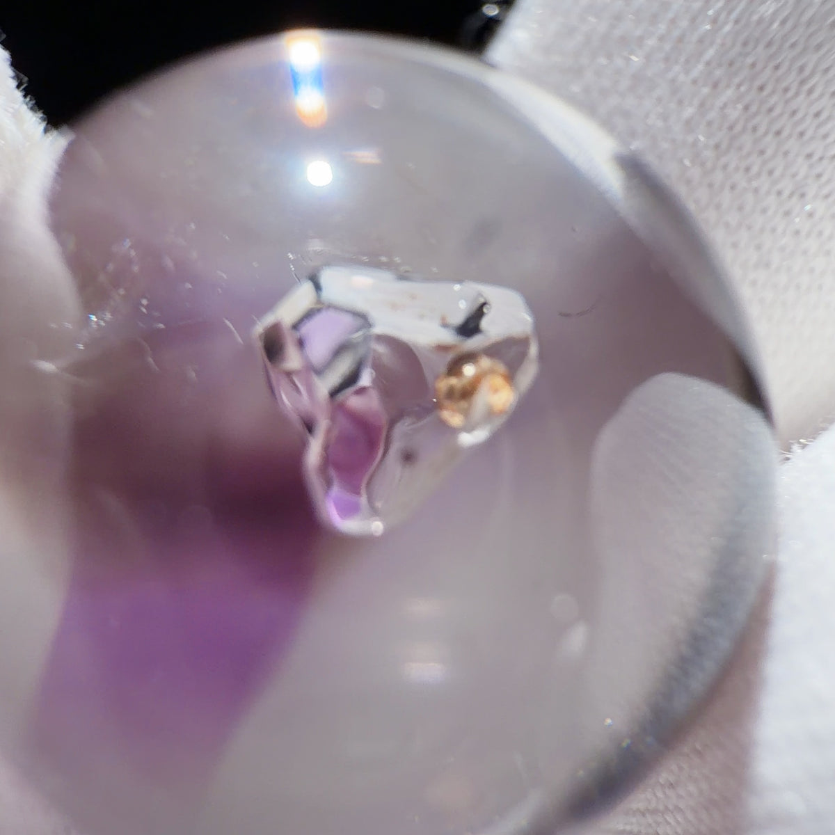 Quartz Enhydro Bead with Purple-Smoky Colour Zoning 16.3 mm