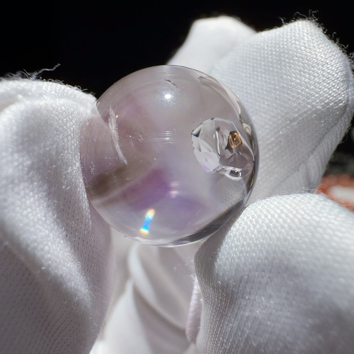 Quartz Enhydro Bead with Purple-Smoky Colour Zoning 16.3 mm