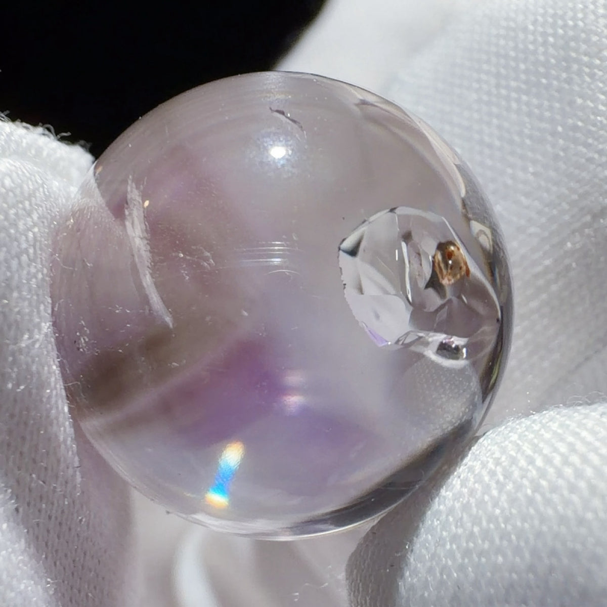 Quartz Enhydro Bead with Purple-Smoky Colour Zoning 16.3 mm