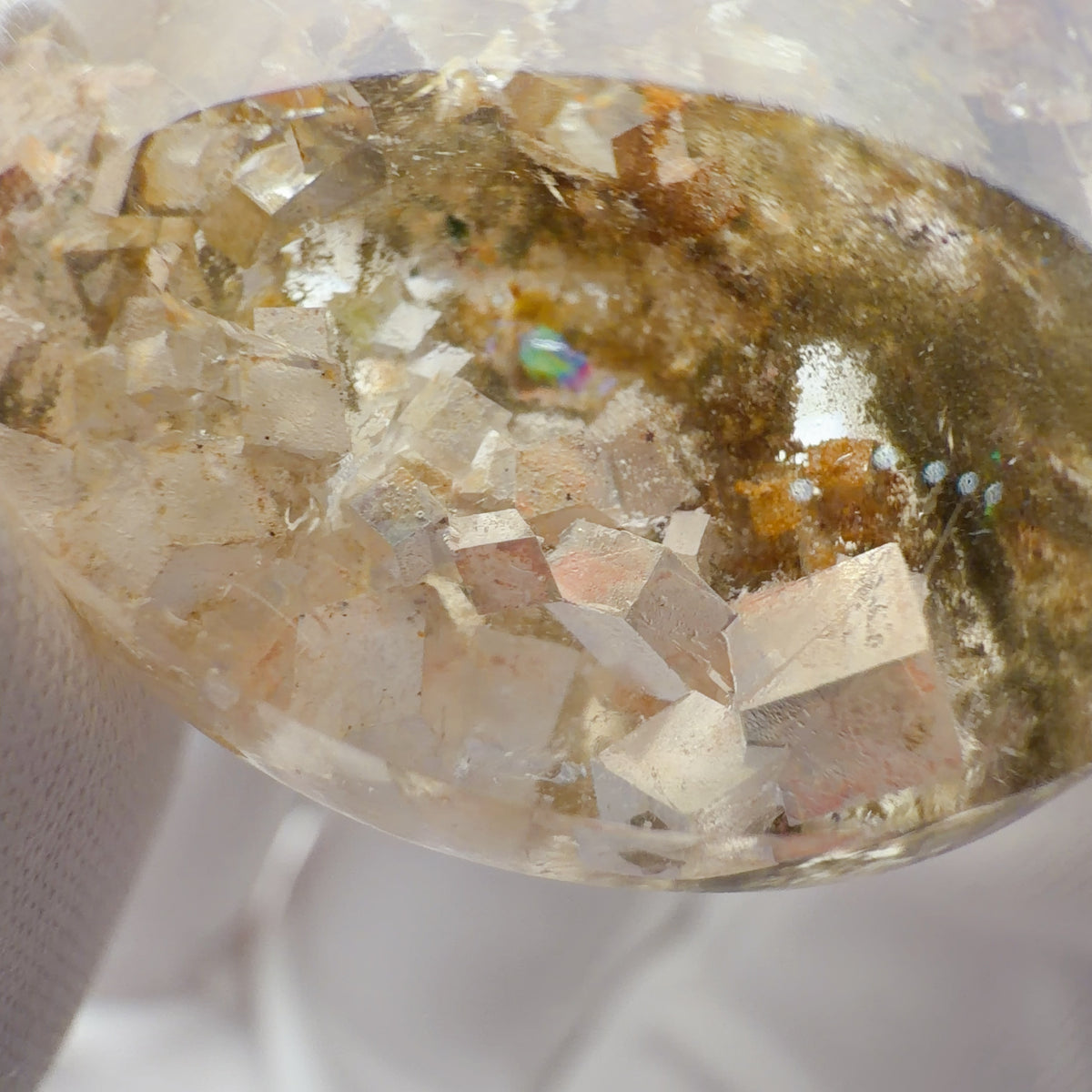 Quartz Pendant with Multicolour Phantom and Calcite Inclusions 31.5 × 13.5 mm