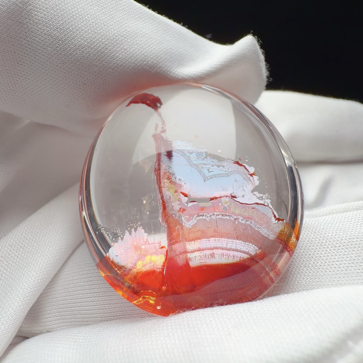 Quartz Pendant with Multicolour Iron Oxide Film Inclusions 35.3 × 30 × 16 mm