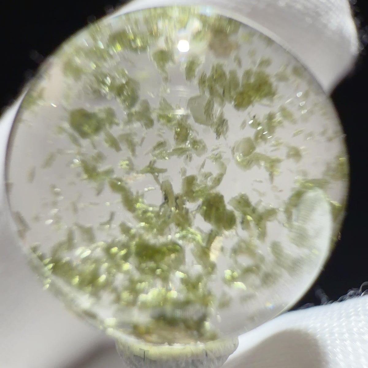 Quartz Bead with Green Mica Inclusions 14 mm