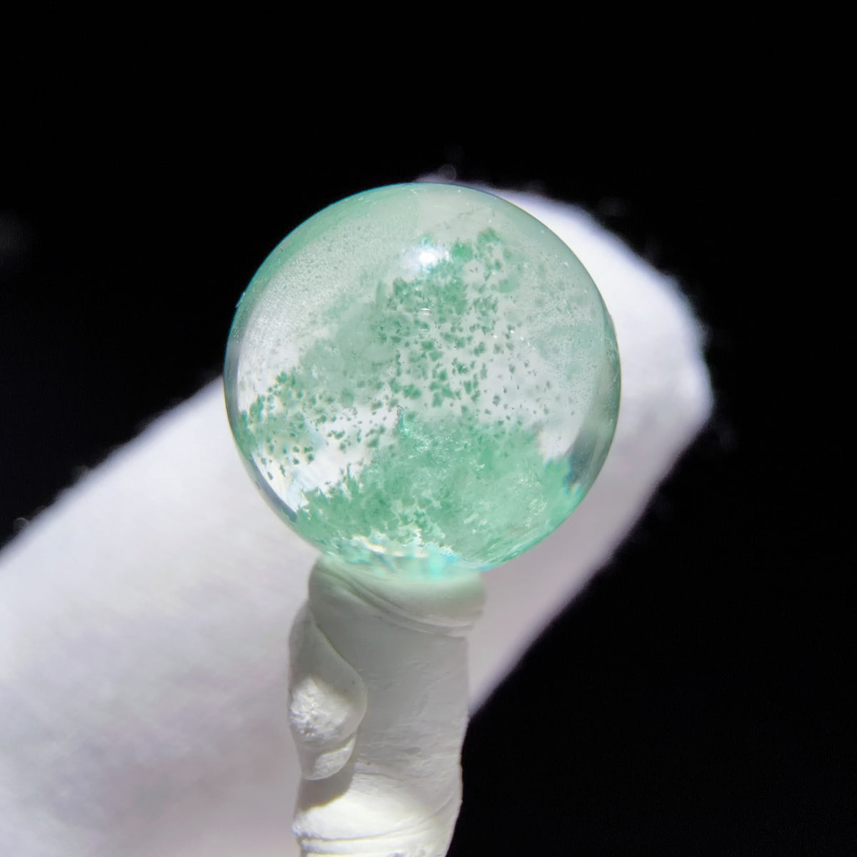 Quartz Bead with Mica Inclusions and Phantom Growth 9.5 mm