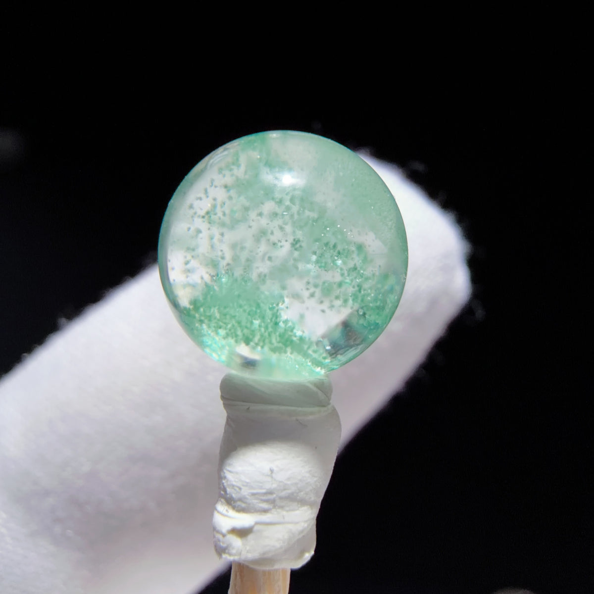 Quartz Bead with Mica Inclusions and Phantom Growth 9.5 mm
