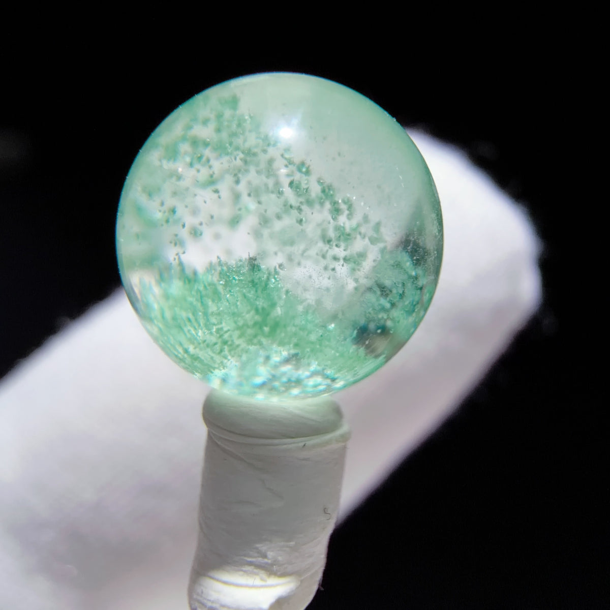 Quartz Bead with Mica Inclusions and Phantom Growth 9.5 mm