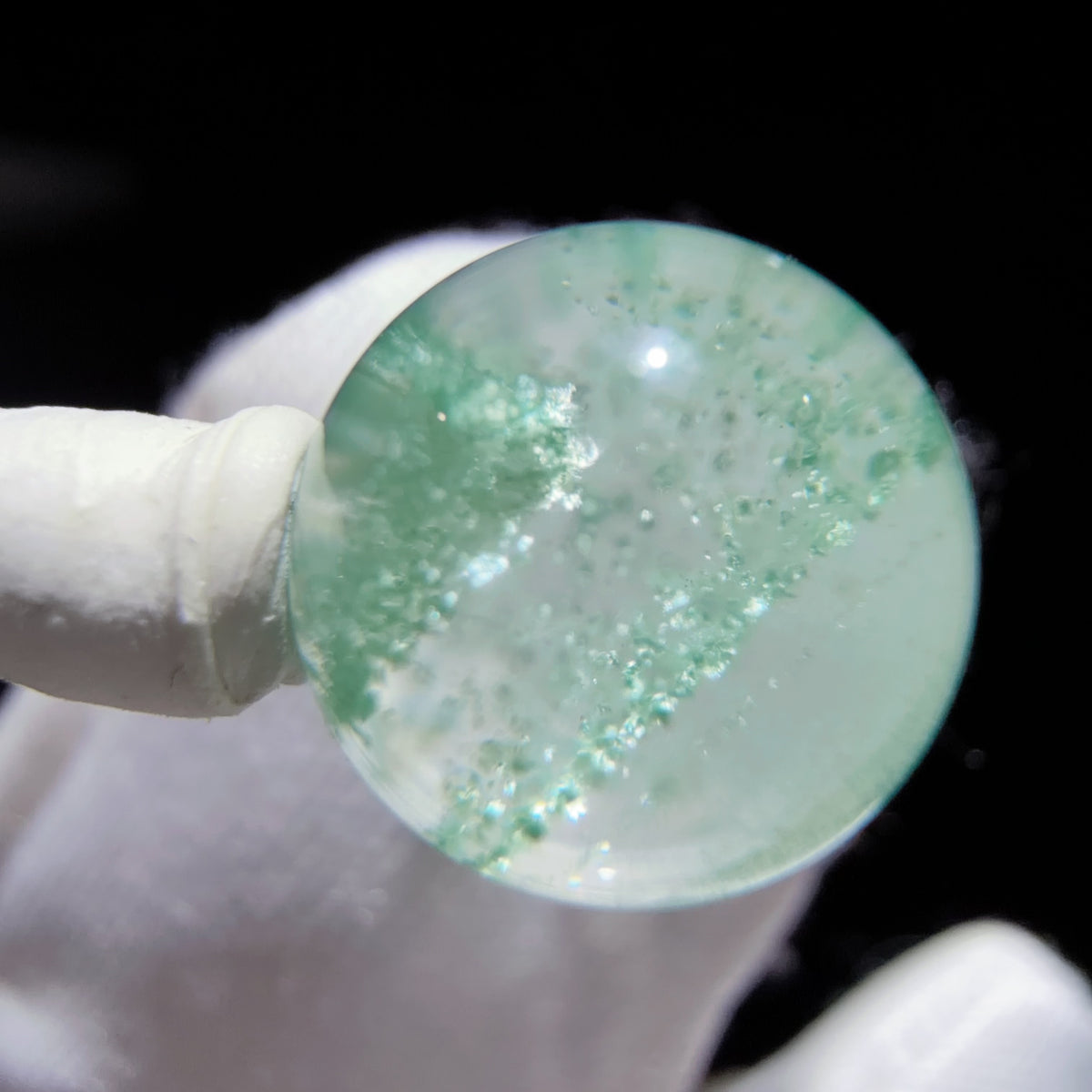 Quartz Bead with Mica Inclusions and Phantom Growth 9.5 mm