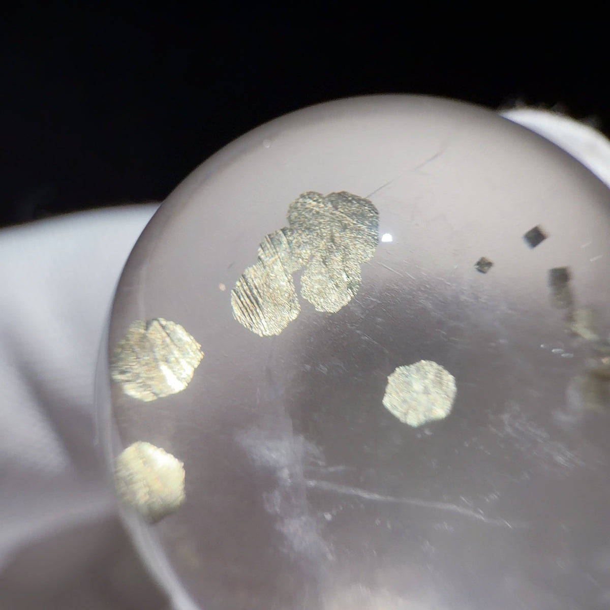 Quartz Bead with Pyrite and Mica Inclusions 14.6 mm